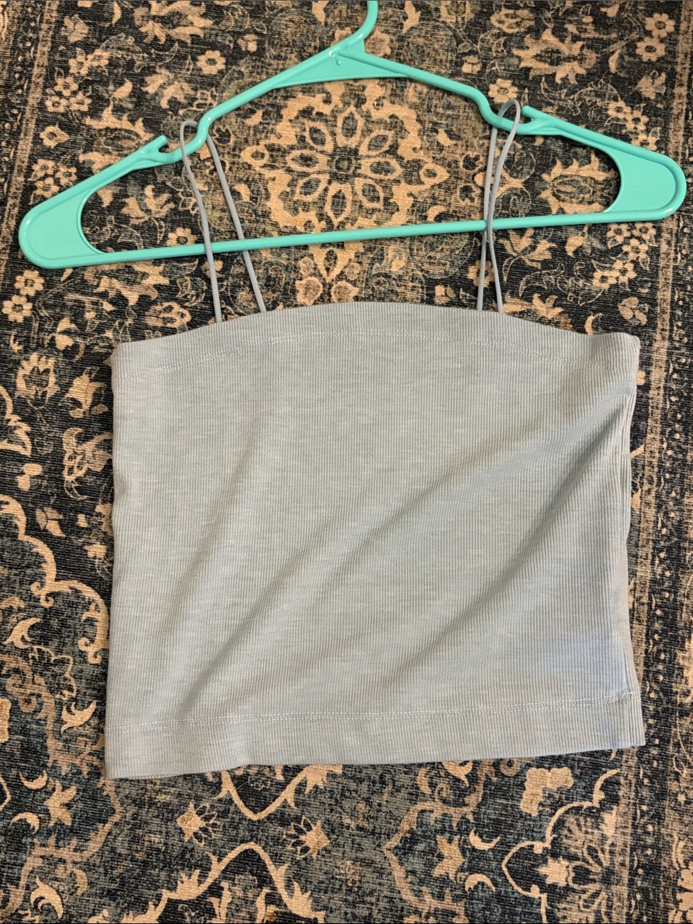 American Eagle Outfitters Light blue  Ribbed Crop Tank Top